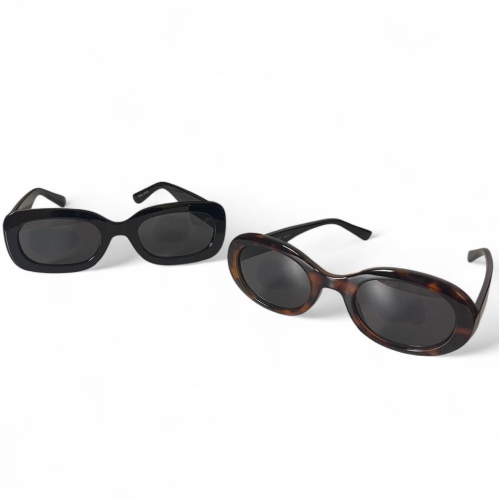 Target Lot of 2 Juniors Sunglasses Black Rectangular Shape & Brown Oval Shape